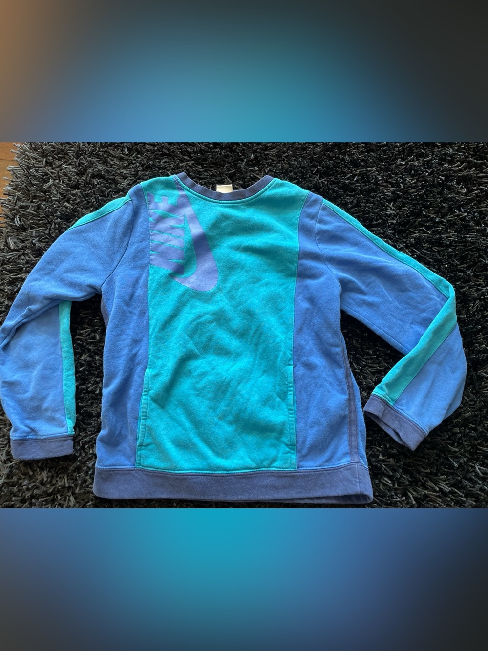 Nike Kids Teal and Blue Colorblock Sweatshirt